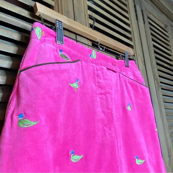 Lilly Pulitzer 90’s white label ducks on pink corduroy A-line skirt size-4 - Picture 6 of 10